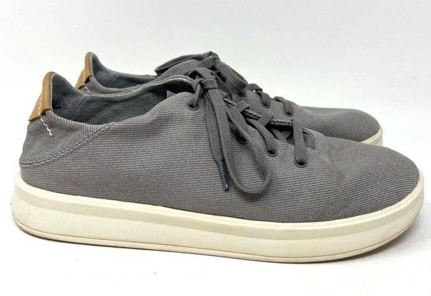 Olukai  Ki'ihele Li Gray Lace Up Canvas Sneakers Shoes Women’s Size 7.5