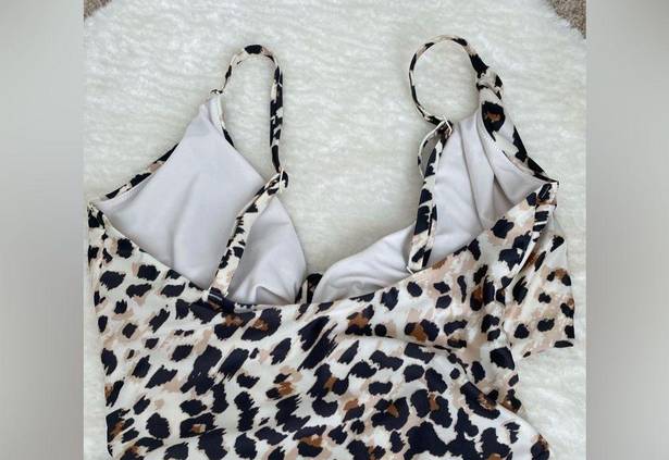 Aerie  Leopard Print Wrap One Piece Swimsuit, Size Large