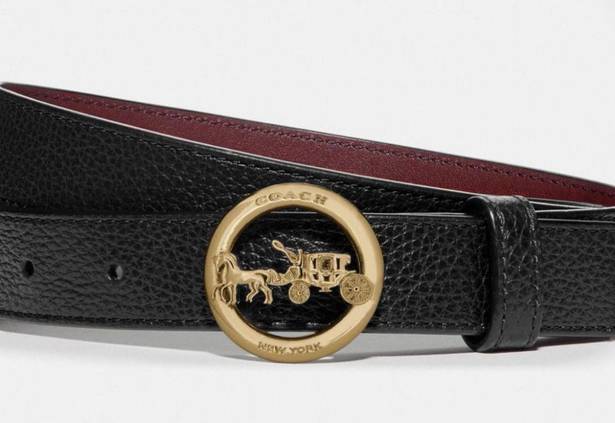 Coach NWOT XL Pebble Leather Belt Signature Horse & Carriage Buckle