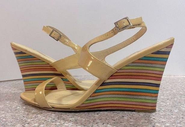 Kate Spade  Clume Beige Patent Rainbow Wedges
