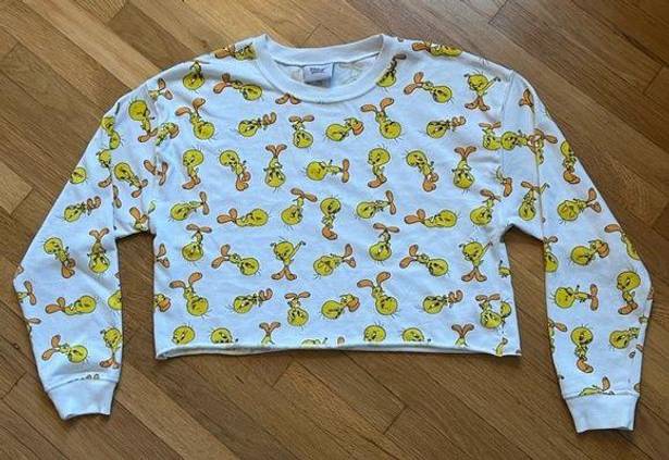 Looney Tunes  Tweety Bird Women’s Cropped Long Sleeve T-shirt Size Large