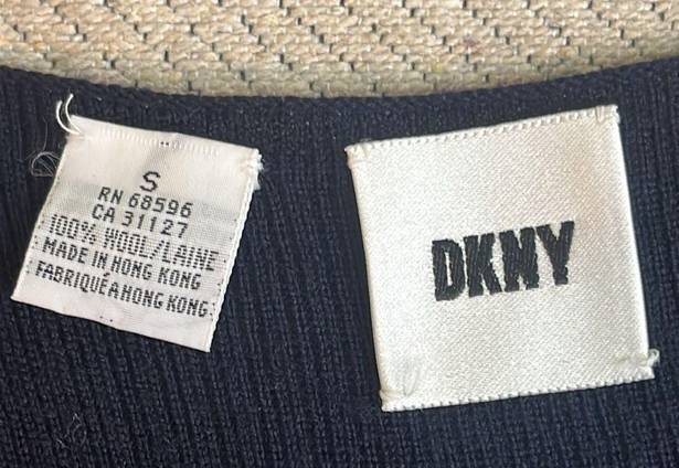 DKNY  ribbed v-neckline lightweight wool Navy sweater vest