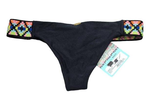 Luli Fama  Ocean Spell Navajo Sides Bikini Bottom Black Multicolor Size Large