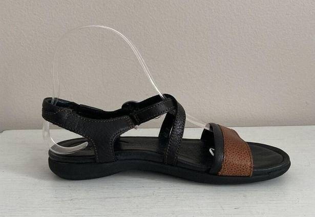 Keen  Womens Criss Cross Leather Sandals Black Brown Size 6 Adjustable Strap