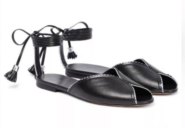 The Row  Charlotte leather flat sandal tie up black size 10 / 40