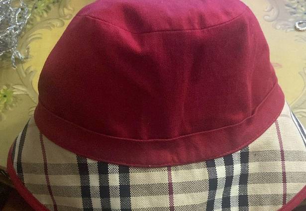 Burberry  Nova Check Hat with red trim and red bow