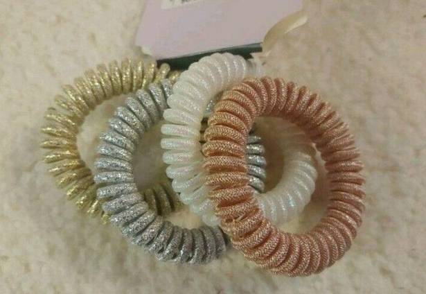 Wild Fable Nwt  Metallic Thread Wrapped Phone Cord Ponies Hair Elastic Set 4pc