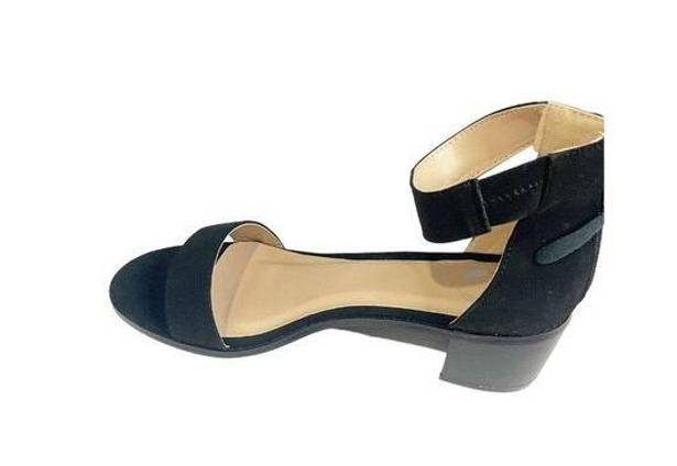 Krass&co Brinley  Womens Ankle Strap Sandals Black Suede Block Heel Size 9 M US