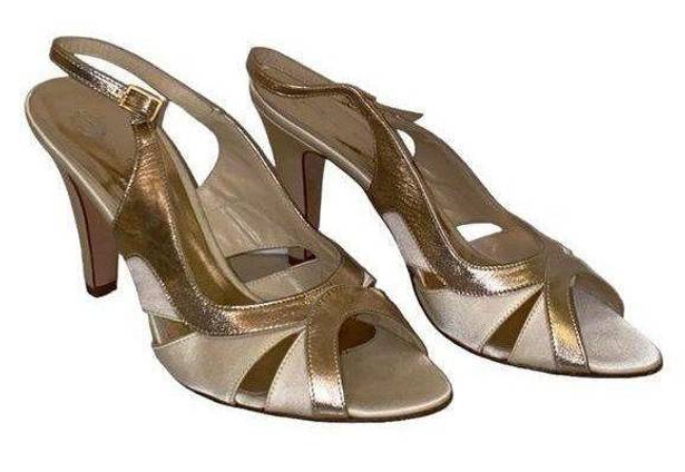 Bebe Italian Leather Gold Heels