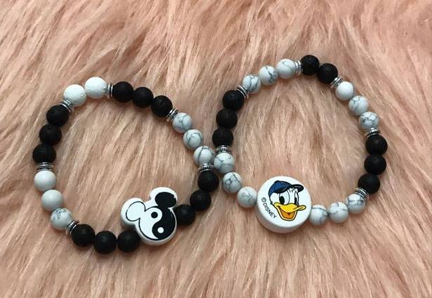 Disney Donald Duck & Mickey Yin Yang Lava Bead Friendship Bracelet Set