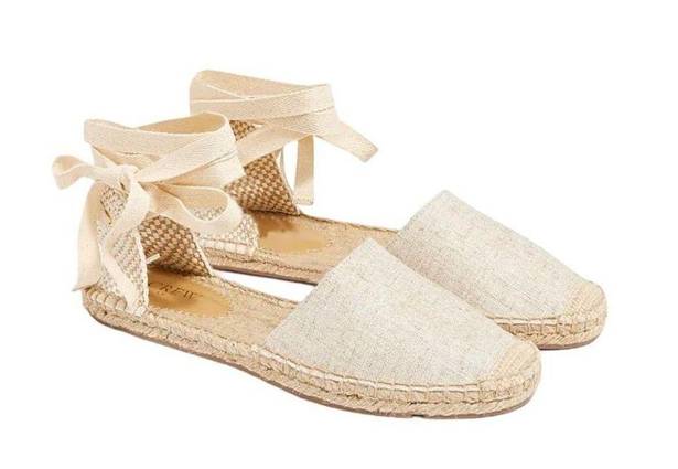 J.Crew  D'Orsay lace-up espadrilles Beige Gold 
Item AX839 Size 6.5 NWT