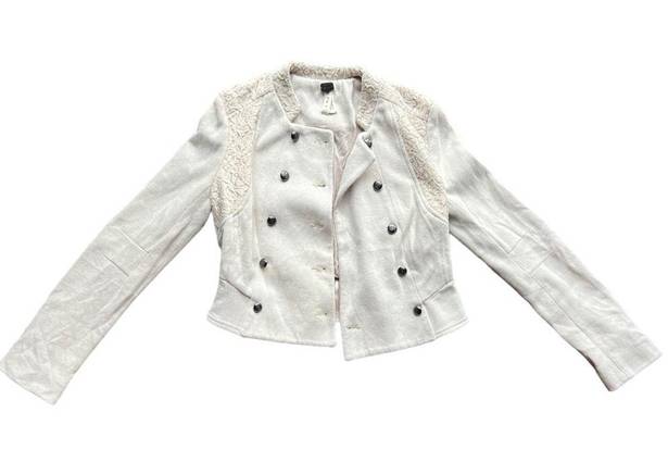 We The Free  Military Blazer Double Breasted Off White Lace Jacket Size 2