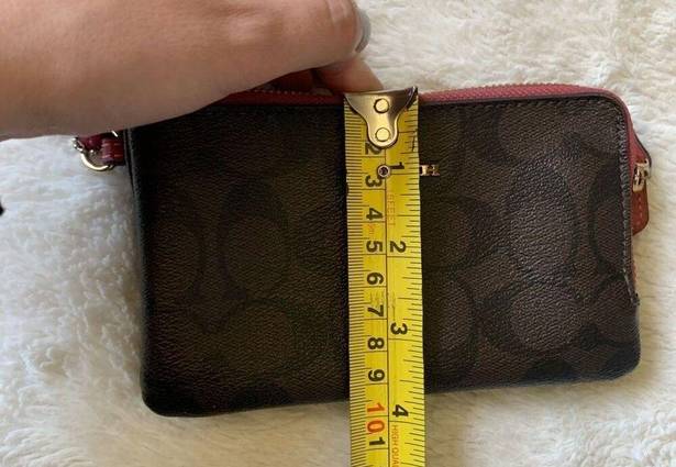 Coach  Double Corner Monogram Zip Wallet Wristlet