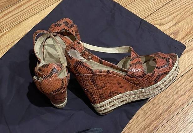 Brian Atwood  Dekoda snakeskin espadrille wedges size 8.5 / 39