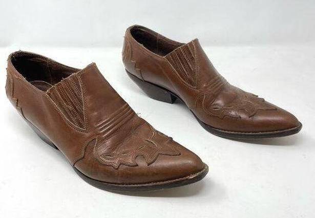 Guess Vintage  Brown Leather Western Cowboy Pointy Toe Booties Boots womens 9