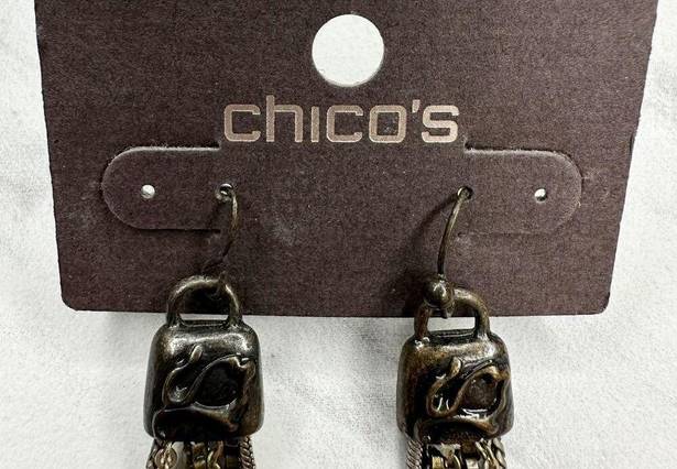 Chico's  Sum Dangle Silver and Gold Tone Earrings Pierced Pair