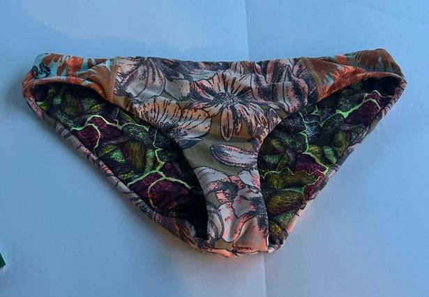 Maaji  reversbile pink and orange floral bikini bottom, size medium, brand charm