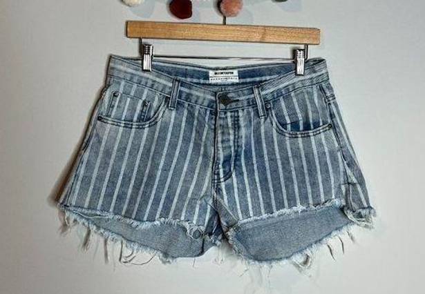 One Teaspoon One X Teaspoon striped denim cut off shorts