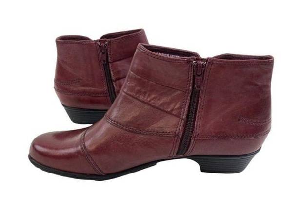 Earth Origins * Pembroke Ankle Comfort Boots Womens 10M Burgundy Zip Casual Booti