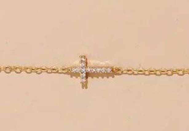 Cubic Zirconia Gold Cross Necklace