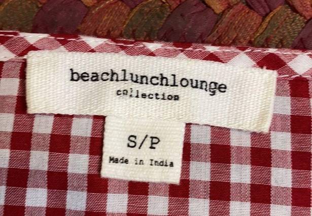 BeachLunchLounge RED GINGHAM RUFFLE SLEEVE TIE FRONT BLOUSE