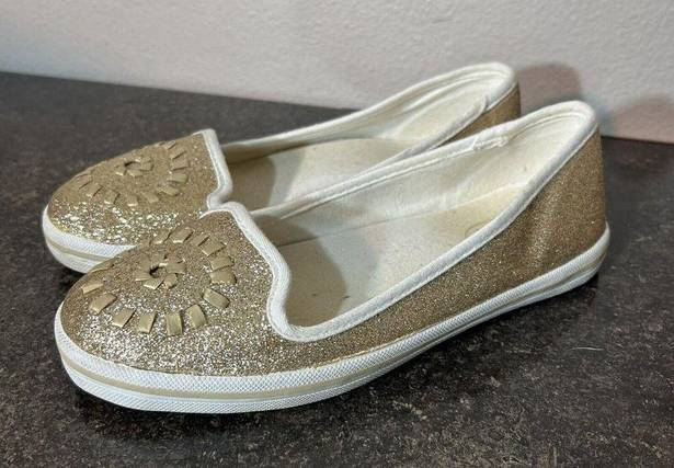 Jack Rogers  Mila Womens Gold Embroidered Boho Slip On Shoes Size 6 Sneakers