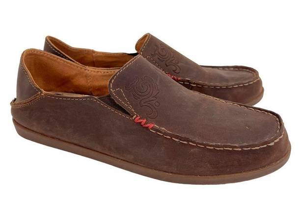 Olukai  Nohea Nubuck Dark Java/Tan Loafer Shoes