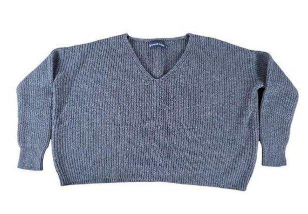 United by Blue  Navy Ribbed Knit V-neck Cropped Sweater - Women's Size Medium