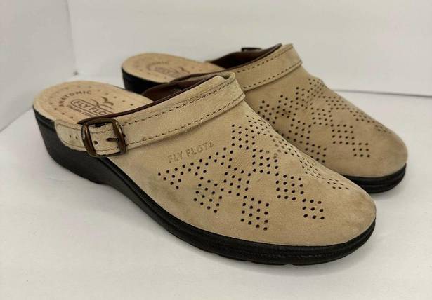 Daisy Fly Flot Womens Size 39 Leather Suede Slingback Mules  Italian Comfort Tan