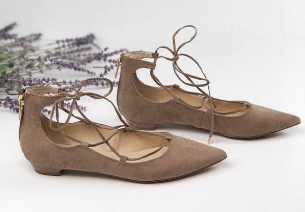 Unisa  beige suede pointed toe lace up flats size 7