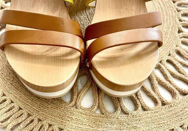 Furla  Yellow Calfhair Brown Leather Gina Wooden Clog Sandal Size 38