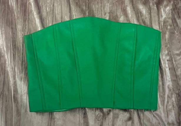 Boutique Green Leather Tube Top