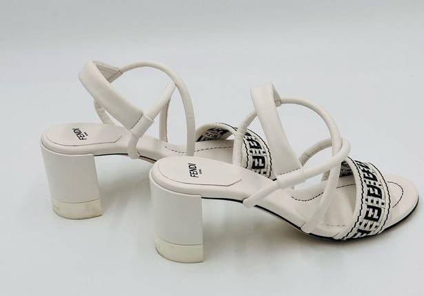 Fendi  White/Black Leather Block Heel Ankle size 37