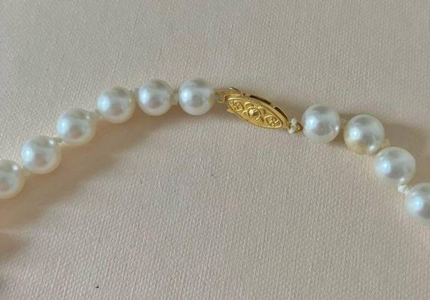 American Vintage Vintage “Clementine” White Knotted Pearl Necklace 19” Gold Marquis Fishhook Classic