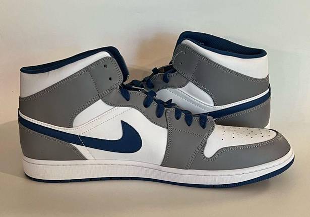 Nike Air Jordan 1 Mid Cement Grey White True Blue DQ8426 014 Men's