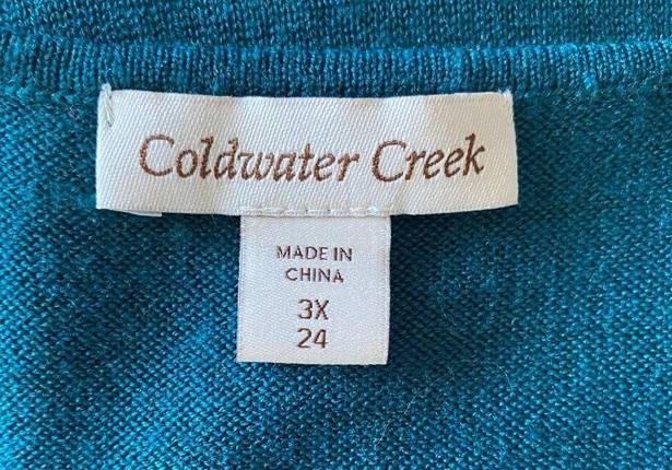 Coldwater Creek women's 3X green sleeveless sweater tank top rounded neckline