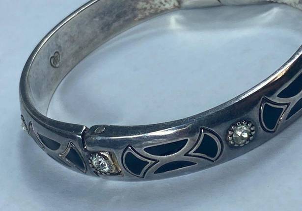 Brighton  Clamper Style Bracelet Magnetic Closure Silver Tone Rhinestone Accents