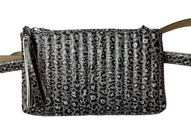 INC  International Concepts Quilted Animal Print Convertible Belt Bag Grey L