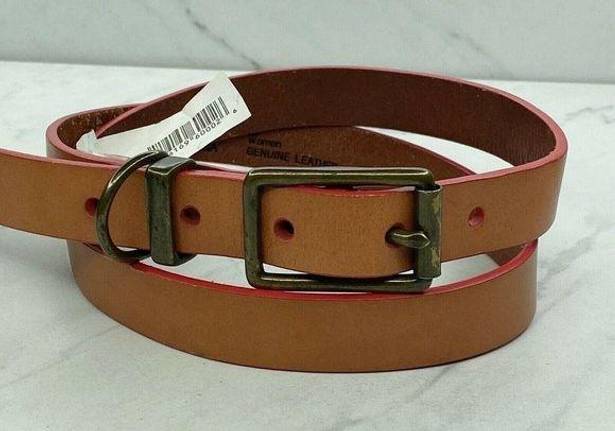 Gap  Skinny Red Trimmed Brown Genuine Leather Belt Size Small S