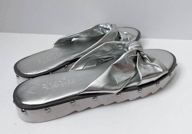 Charles by Charles David  Silver Sandals Studded Slip On Slides 6.5M