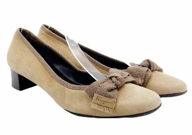 Salvatore Ferragamo  Boutique Italy Tan Suede Flat Block Heel Loafer Size 8 AA