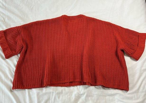 Hudson Gray  Women's Medium Burnt Orange Boxy Knit Top Cozy Oversized Shirt