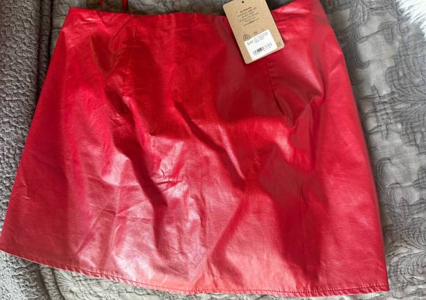 Pitaya Red Leather Mini Skirt