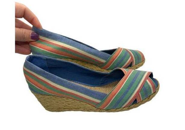 Ralph Lauren  Sandals Striped Espadrille Wedge Size 7.5 Resort Vacation