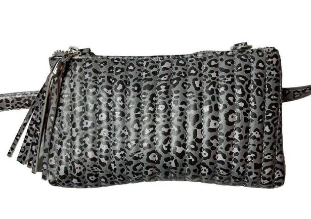 INC  International Concepts Quilted Animal Print Convertible Belt Bag Grey L