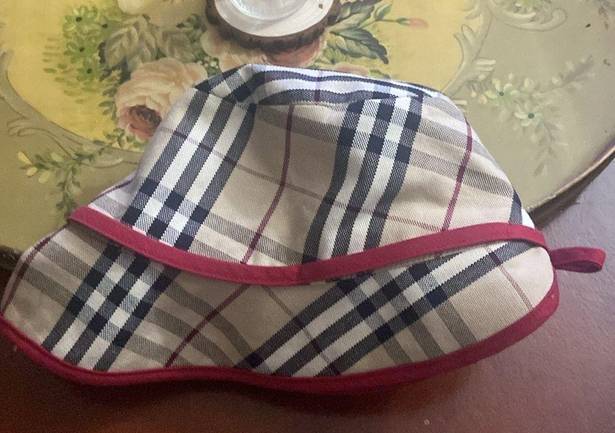 Burberry  Nova Check Hat with red trim and red bow