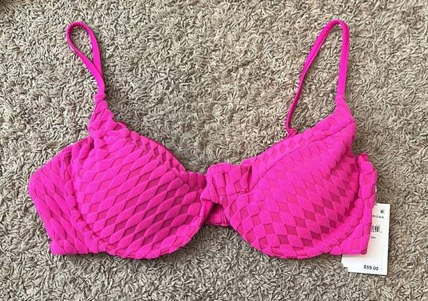 Good American  Jacquard Demi Cup Bikini Top in Hawaiian Pink—Size 5 (XXL)