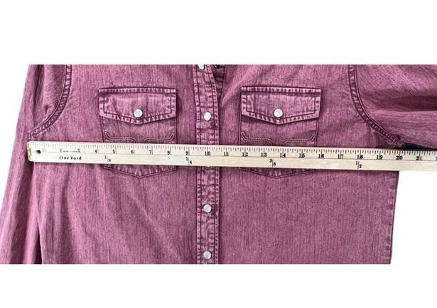 Kimes Ranch  Kaycee Shirt Womens M Wine Purple Pearl Snap Pockets Western Top