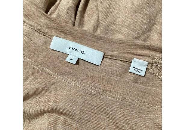 Vince  Tan Viscose Long Sleeve Pullover Crewneck Blouse M