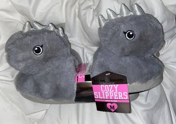 Dinosaur Slippers Gray Size 7.5